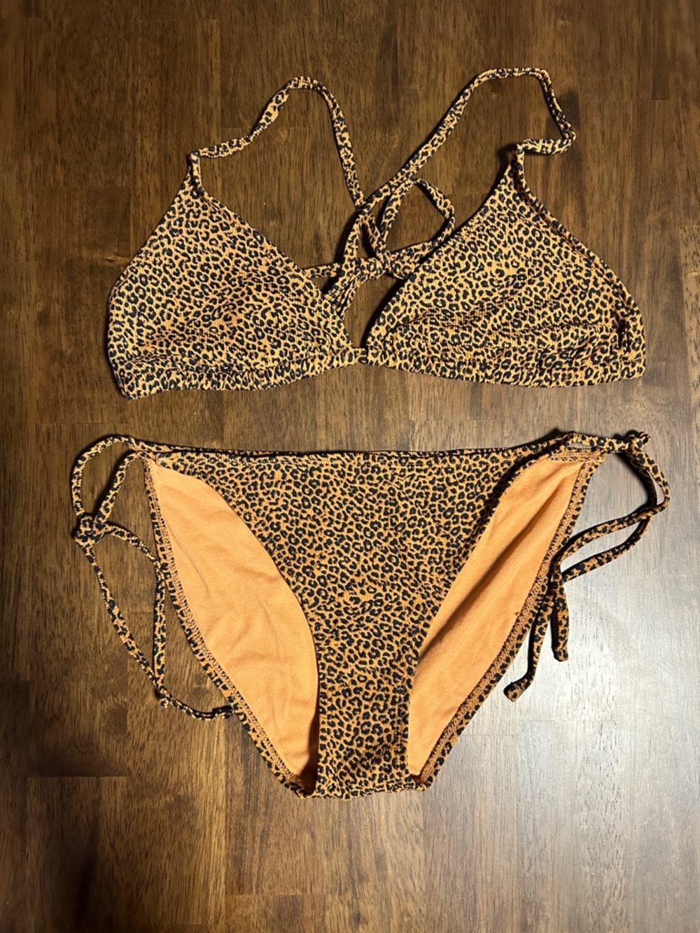 Xhilaration Leopard Bikini XL Top and L Bottom